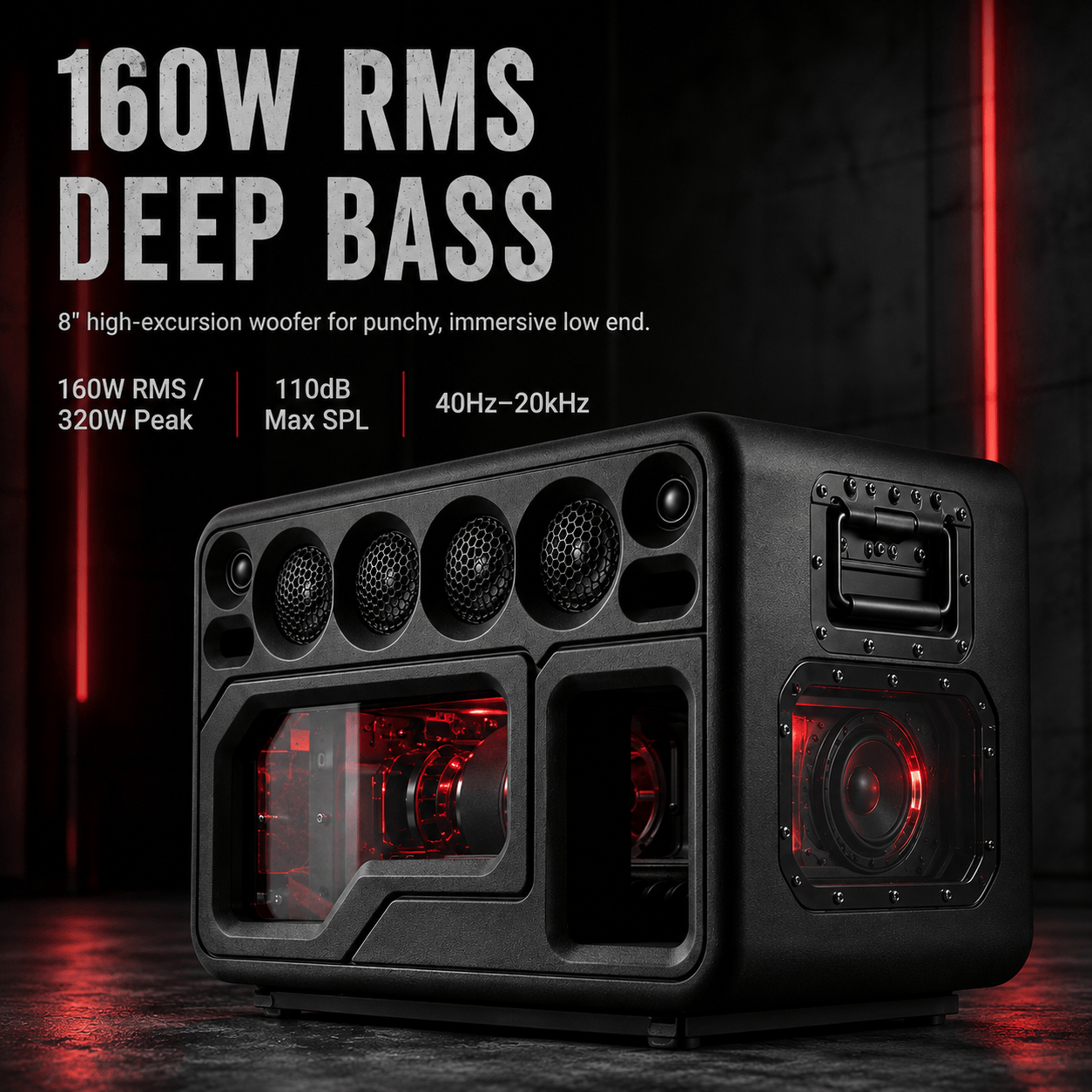 PAD SOUND X8 ARRAY 160W Wide-Stage Bass Speaker