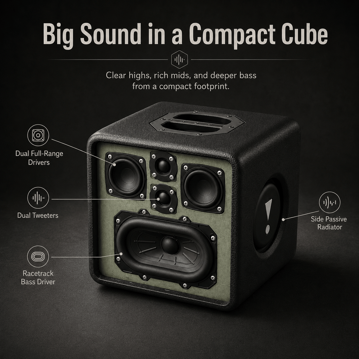 PAD SOUND CUBE — Compact Power Bluetooth Speaker