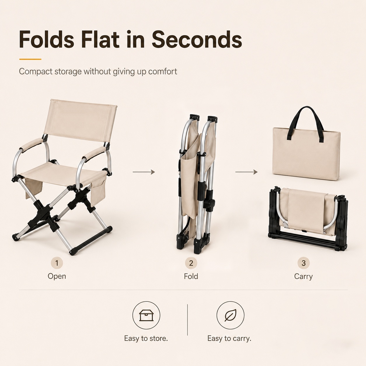 Portable Folding Camping Chair with Side Storage