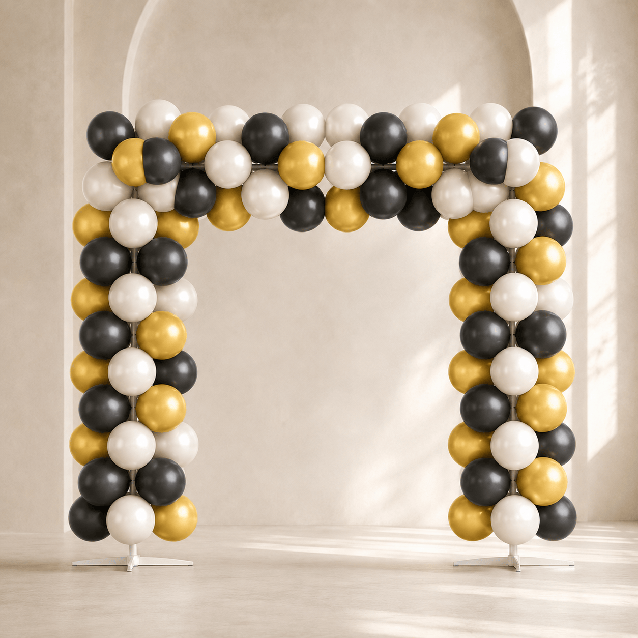 Luxury Black, Gold & White Balloon Arch Kit