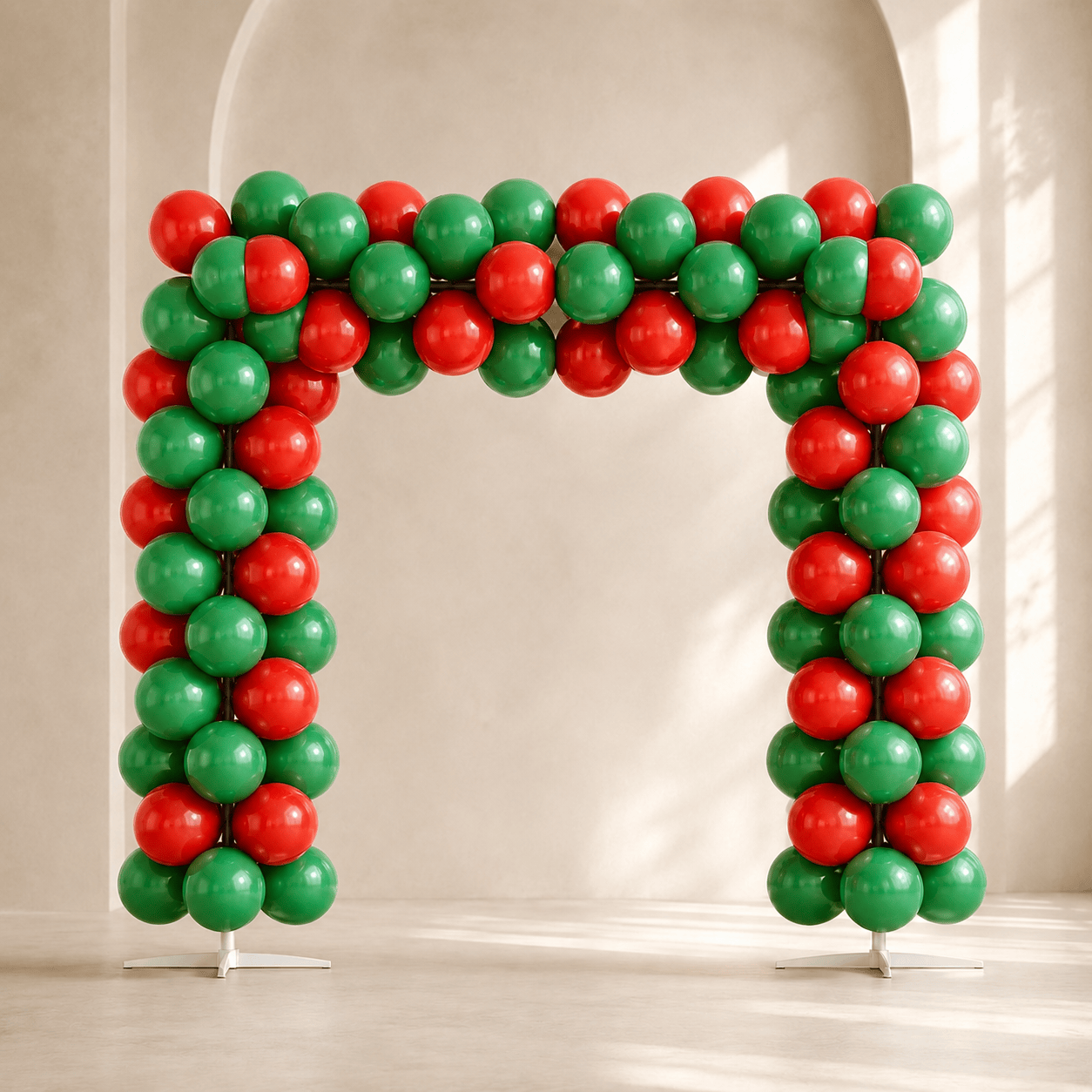 Festive Red & Green Balloon Arch Decoration Set