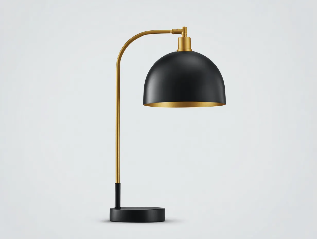 Lámpara De Mesa de metal 32x18x58 cm - negro y dorado - brazo arqueado para estudio-Misanahome