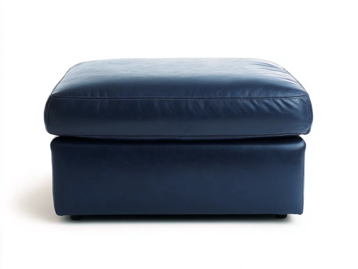Reposapiés rectangular de piel sintética 82x62x43 cm - azul marino - acolchado para salón-Misanahome
