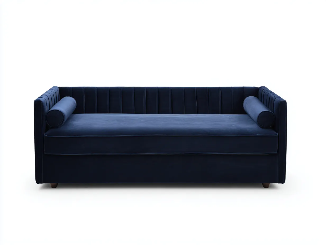 Sofá Cama de terciopelo 212x96x86 cm - azul oscuro - respaldo vertical para salón-Misanahome