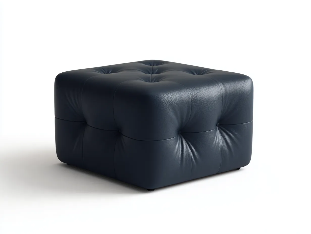 Reposapiés cúbico acolchado 78x78x45 cm - azul marino - diseño capitoné para salón-Misanahome