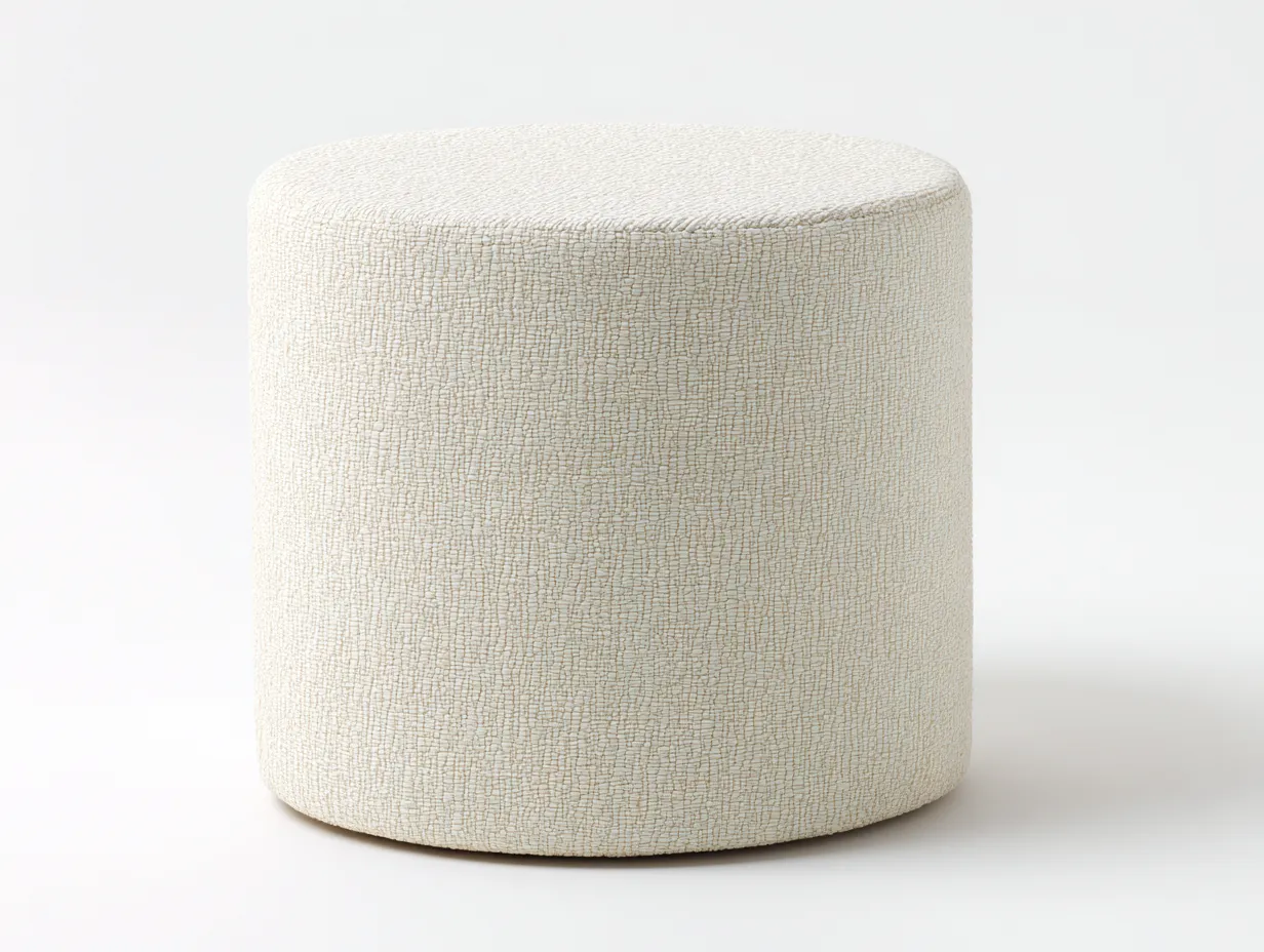 Reposapiés cilíndrico texturizado 48x48x46 cm - marfil - estilo cálido para salón-Misanahome