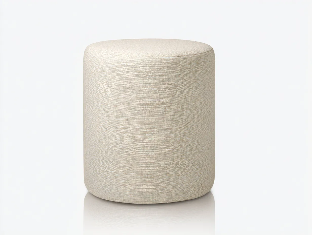 Reposapiés redondo de tejido 46x46x48 cm - beige - compacto para salón-Misanahome