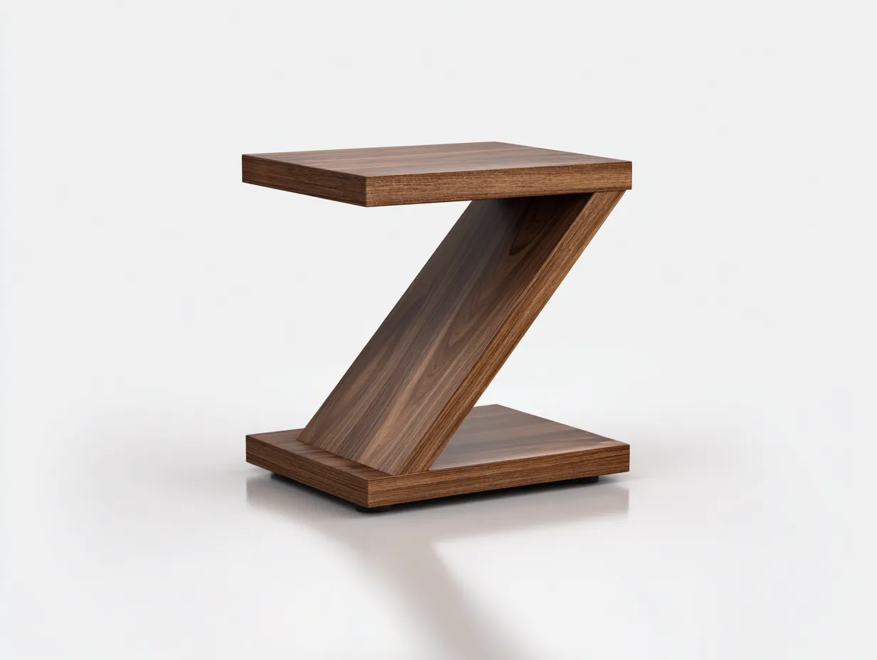 Mesa Auxiliar cuadrada de madera 44x44x54 cm - nogal medio - diseño inclinado para salón-Misanahome