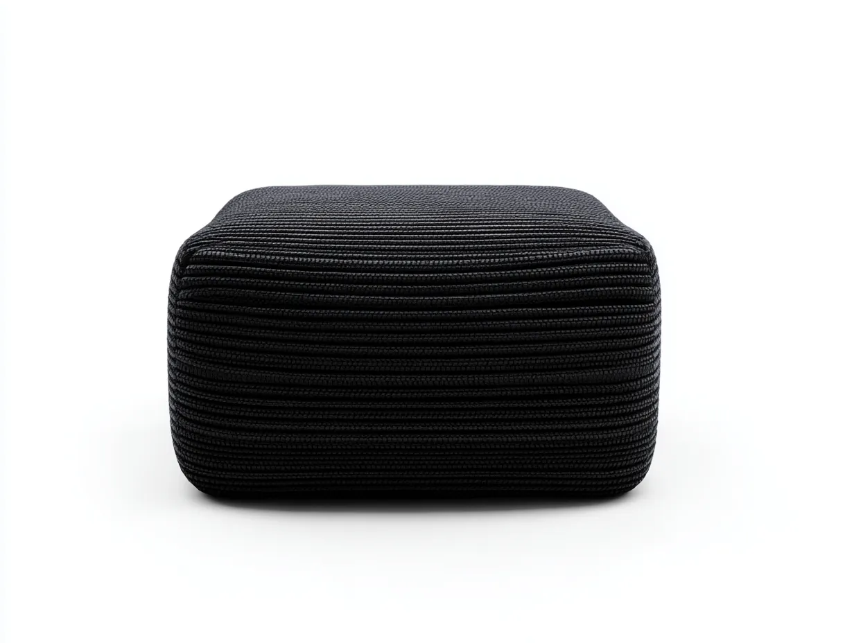 Reposapiés rectangular de tejido 84x56x39 cm - negro - acanalado para salón-Misanahome