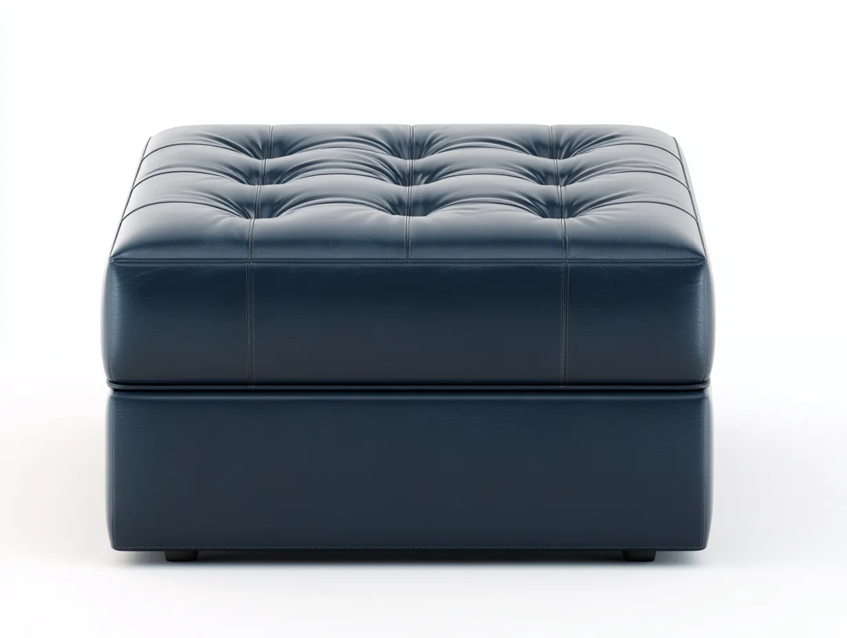Reposapiés cuadrado capitoné 88x88x44 cm - azul marino - acolchado clásico para salón-Misanahome