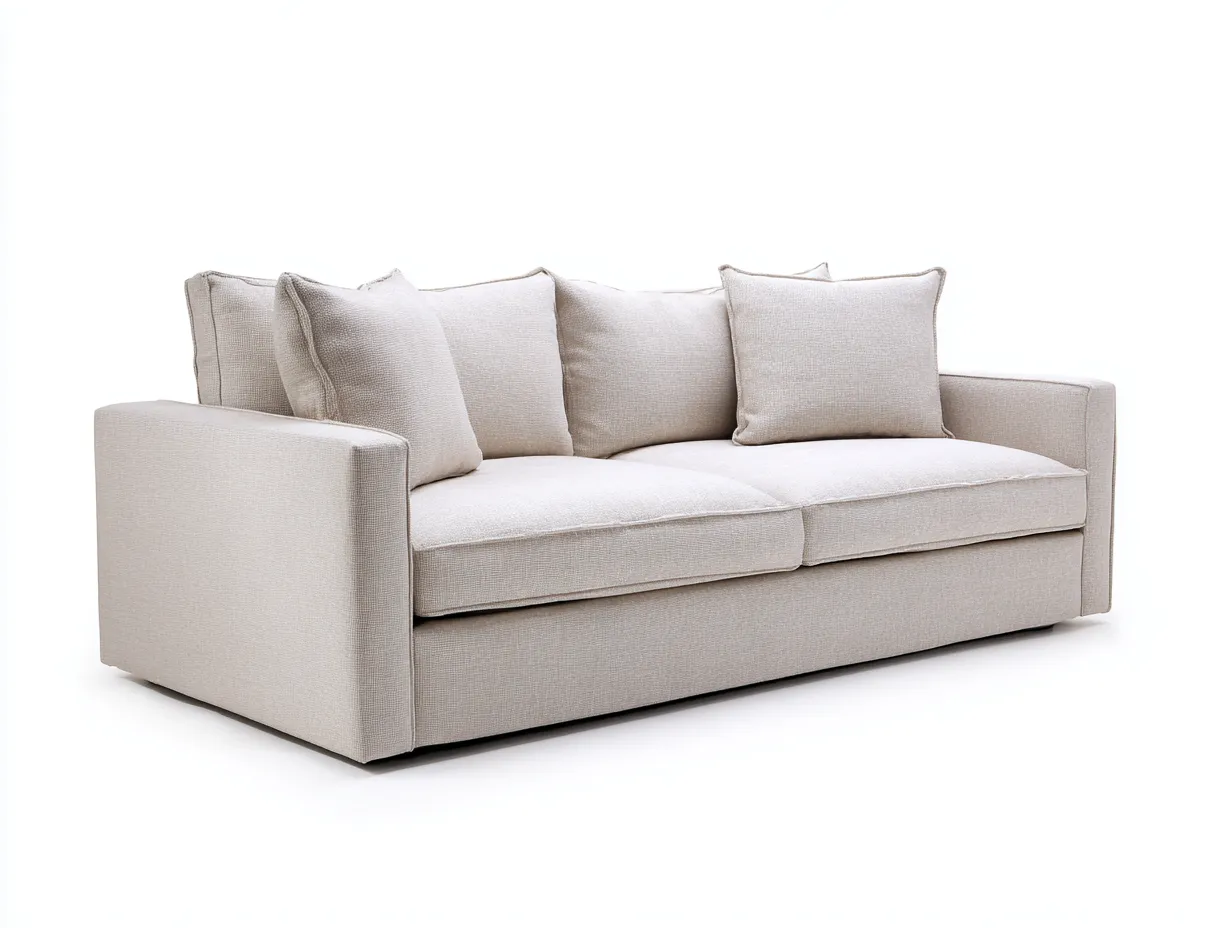 Sofá Cama de lino 214x99x85 cm - beige - respaldo deslizante para salón-Misanahome