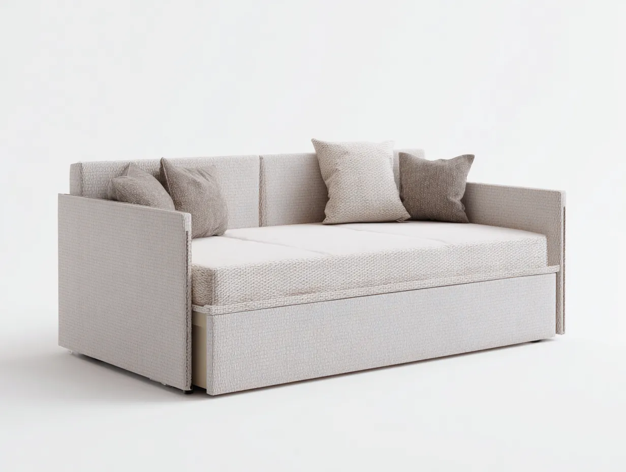 Sofá Cama de lino 206x96x84 cm - beige - sección extraíble para salón-Misanahome