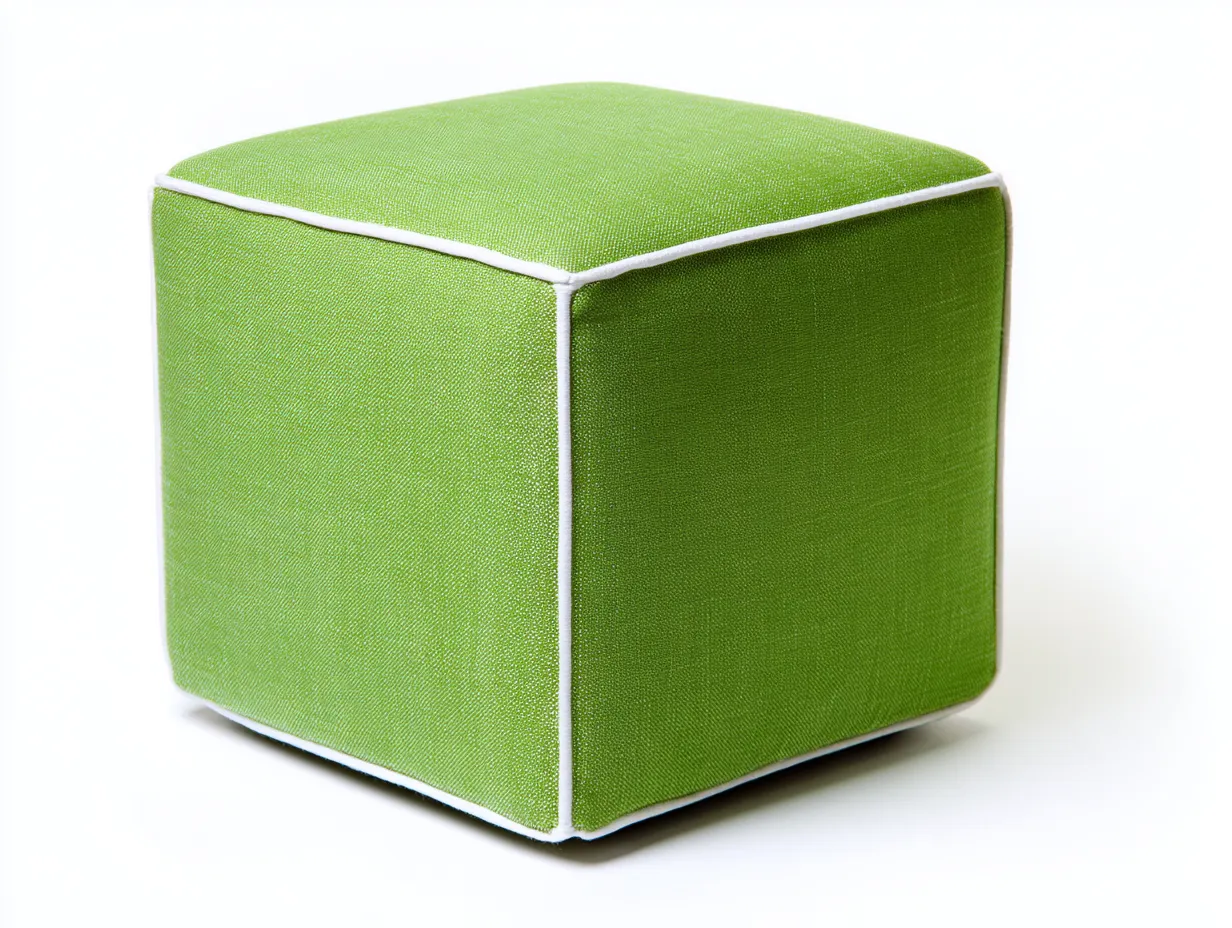 Reposapiés cúbico de tela 43x43x43 cm - verde y blanco - decorativo para salón-Misanahome