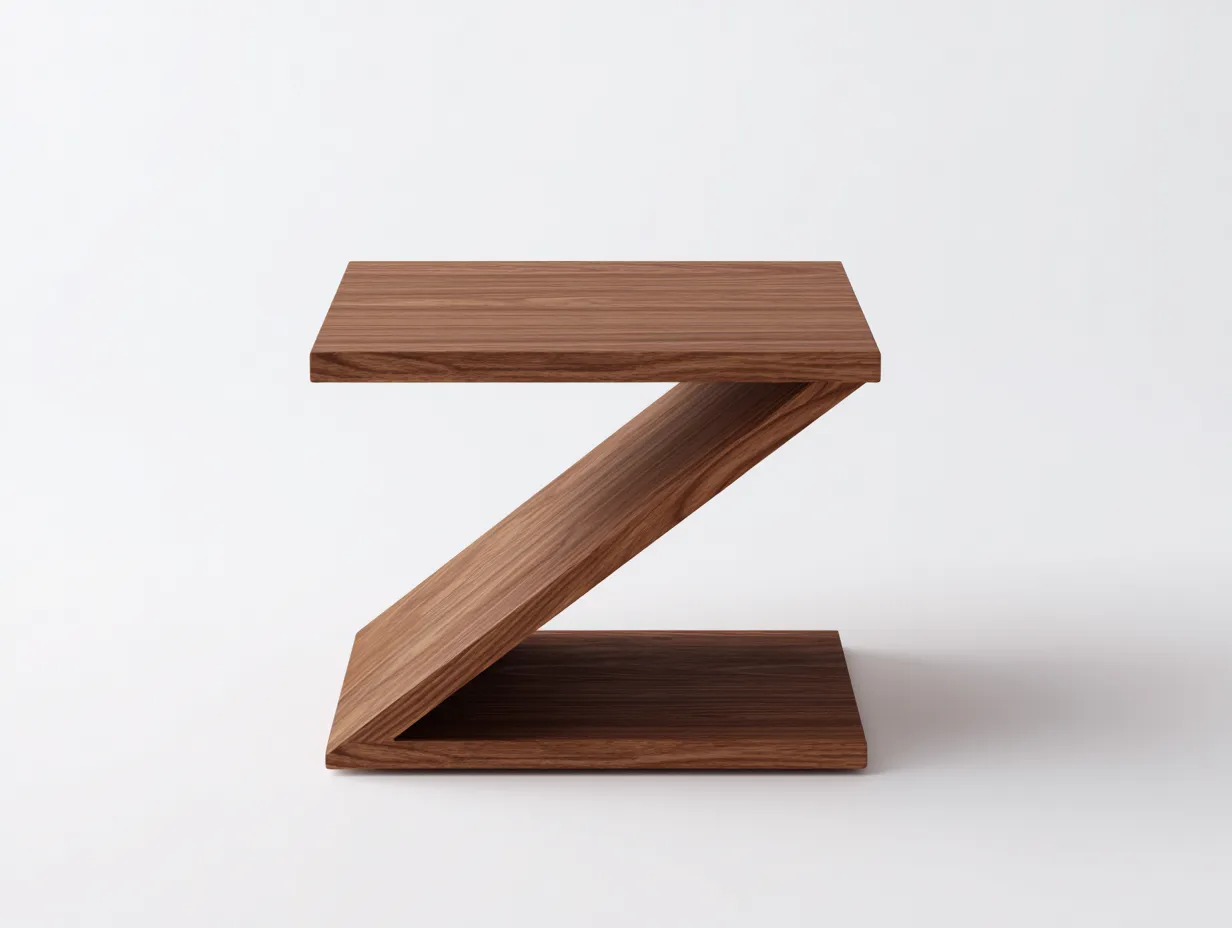 Mesa Auxiliar cuadrada de madera 47x47x56 cm - nogal natural - soporte angular para salón-Misanahome