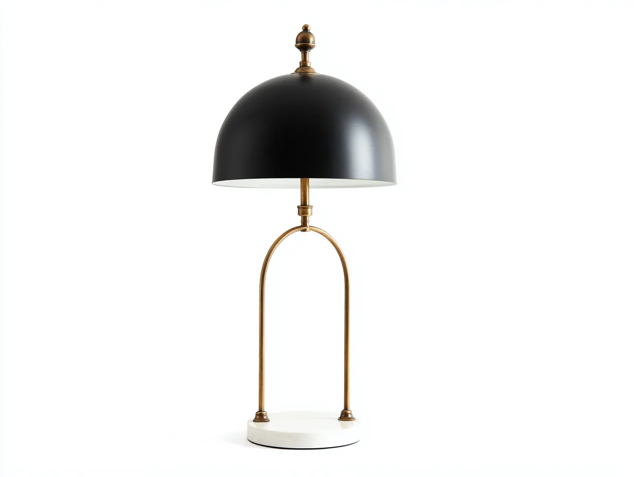 Lámpara De Mesa de metal y base de mármol 30x20x61 cm - negro y dorado y blanco - diseño clásico para estudio-Misanahome