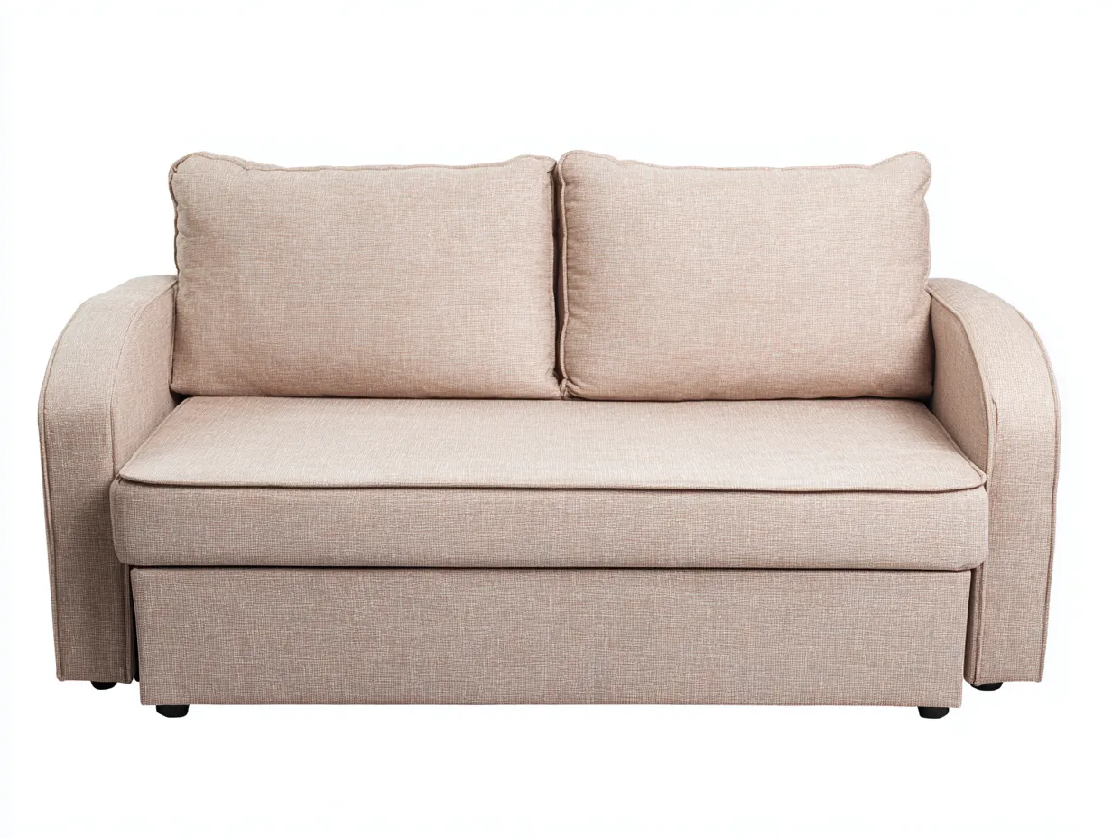 Sofá Cama de tela 180x88x86 cm - beige - brazos redondeados para salón-Misanahome