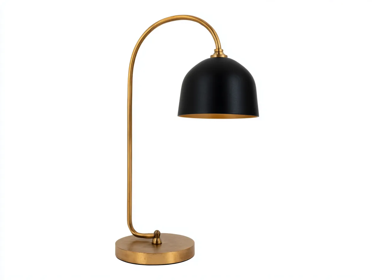 Lámpara De Mesa de metal 29x18x60 cm - dorado y negro - arco alto para estudio-Misanahome