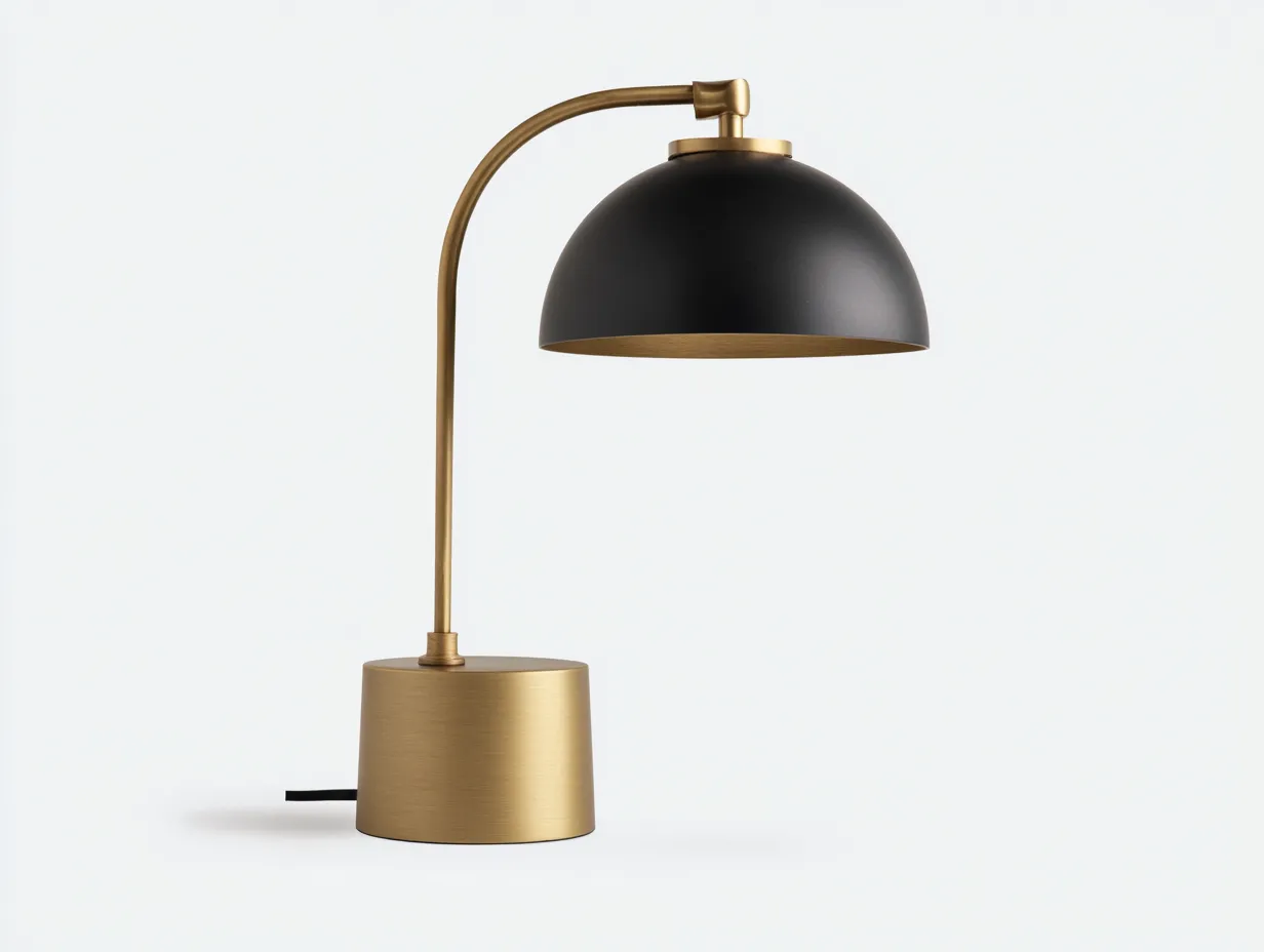 Lámpara De Mesa de metal 31x20x56 cm - dorado y negro - base cilíndrica para estudio-Misanahome