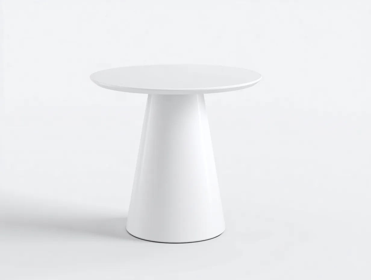 Mesa Auxiliar redonda de plástico 60x60x56 cm - blanco - base cónica para salón-Misanahome