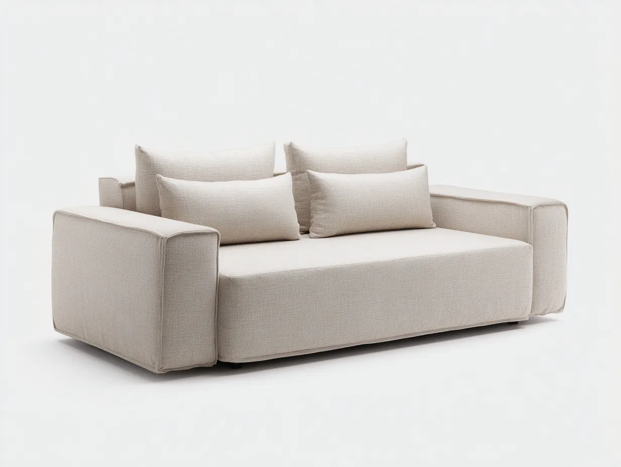 Sofá Cama tapizado 216x100x82 cm - beige - diseño bajo para salón-Misanahome