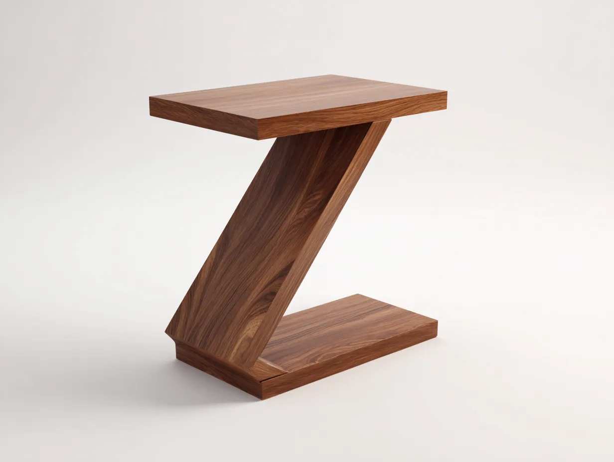 Mesa Auxiliar cuadrada de madera 46x46x56 cm - nogal cálido - soporte diagonal para salón-Misanahome
