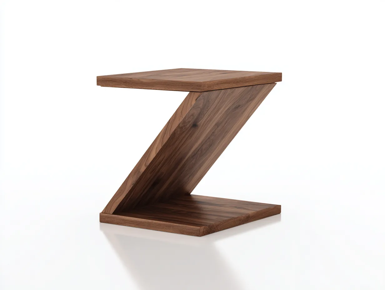 Mesa Auxiliar de madera 45x45x54 cm - nogal medio - estructura en Z para salón moderno-Misanahome
