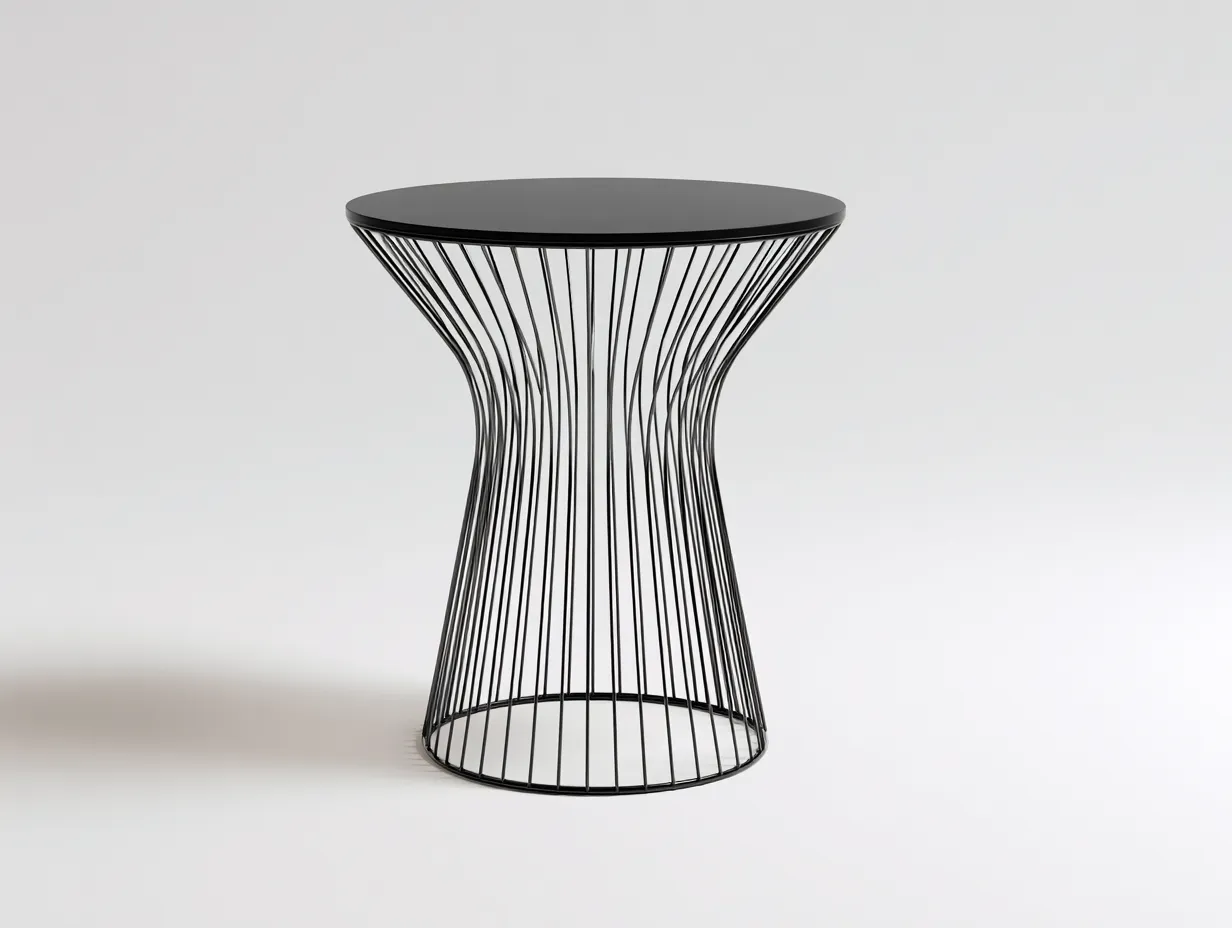 Mesa Auxiliar redonda de metal 50x50x57 cm - negro - base de varillas para salón-Misanahome