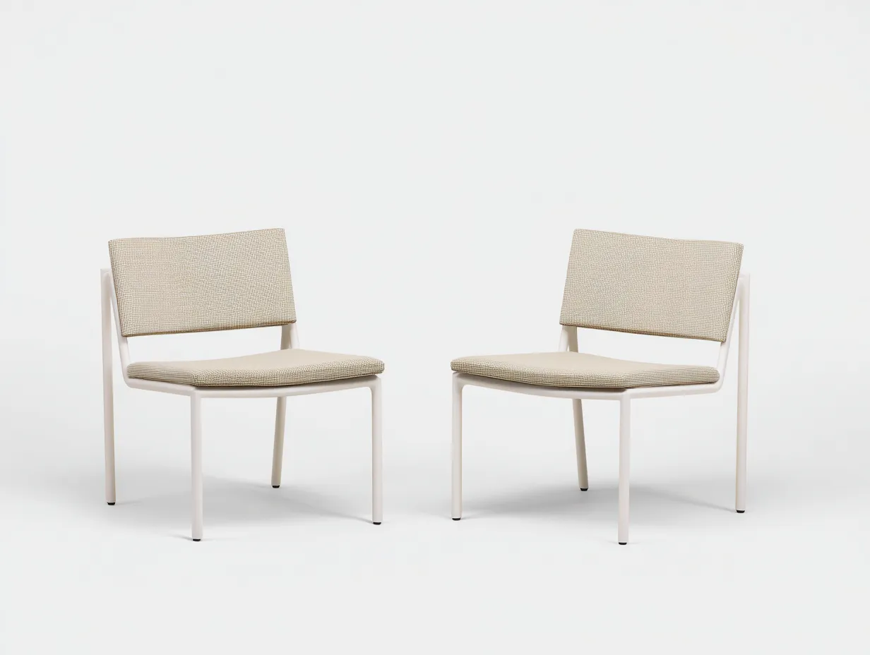 Conjunto De Sillones de metal 62x68x76 cm - blanco y beige - para exterior con respaldo bajo-Misanahome