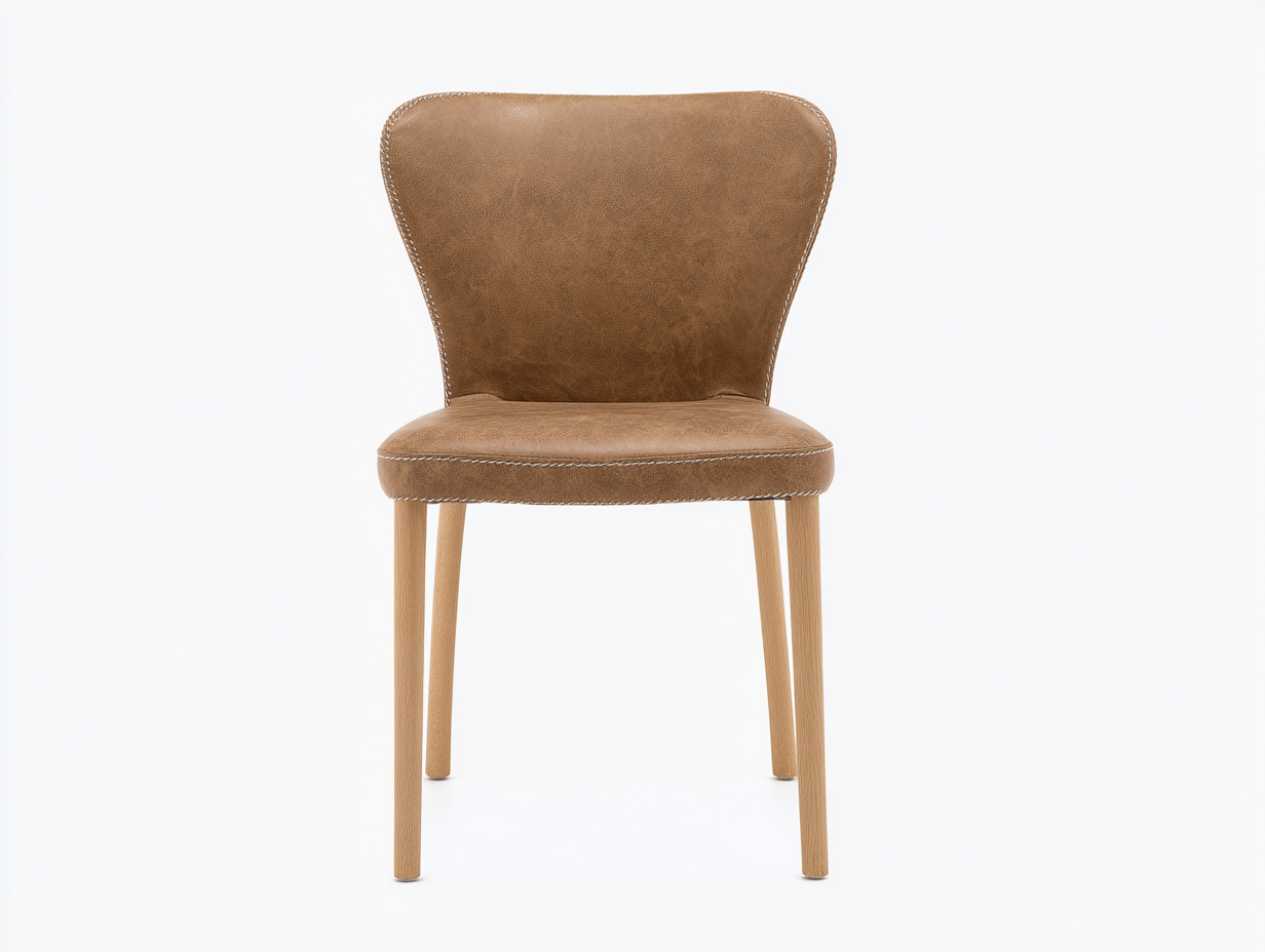 Esszimmerstühle-Kunstleder-Holz-58x55x86 cm-Hellbraun-Naturholz-vintage Stil-Damorastudio