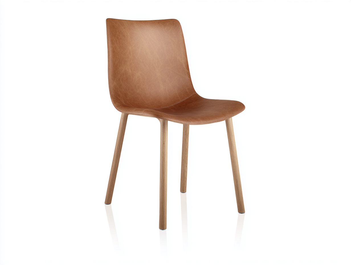 Esszimmerstühle-Kunstleder-Holz-55x52x86 cm-Hellbraun-Naturholz-minimalistischer Stil-Damorastudio
