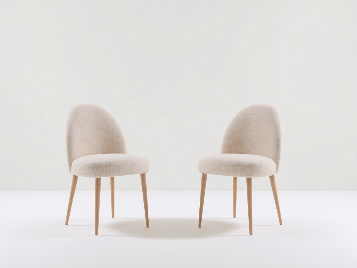 Esszimmerstühle-Stoff-Holz-56x54x85 cm-Creme-Naturholz-skandinavischer Stil-Damorastudio