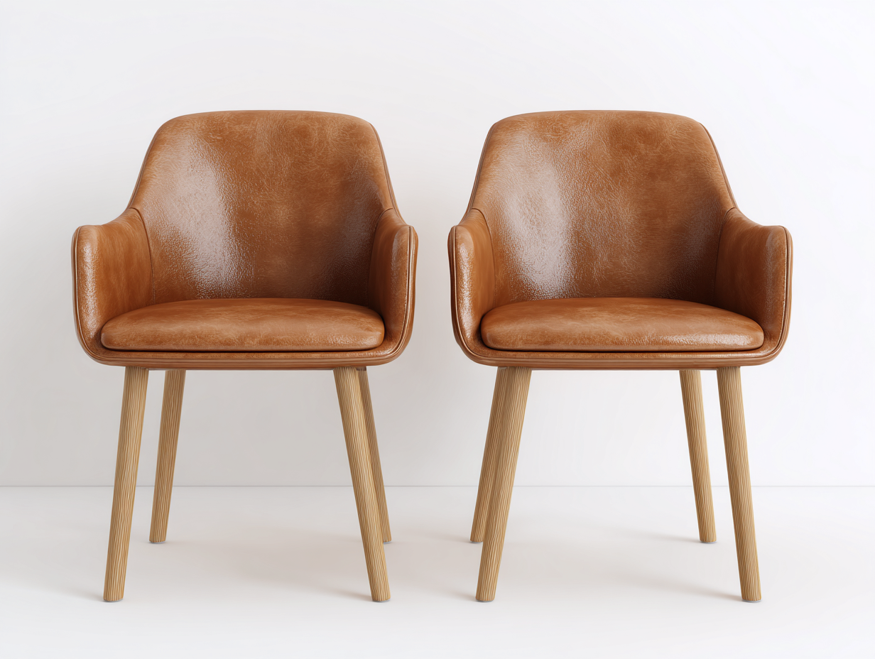 Esszimmerstühle-Kunstleder-Holz-68x63x84 cm-Cognac-Naturholz-skandinavischer Stil-Damorastudio