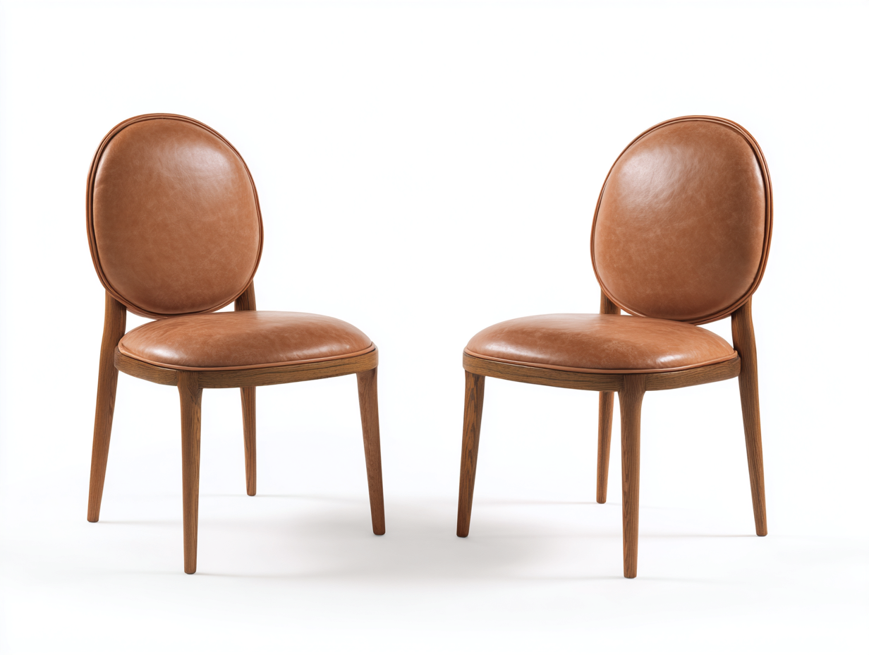 Esszimmerstühle-Kunstleder-Holz-60x57x89 cm-Cognac-Walnussholz-klassischer Stil-Damorastudio