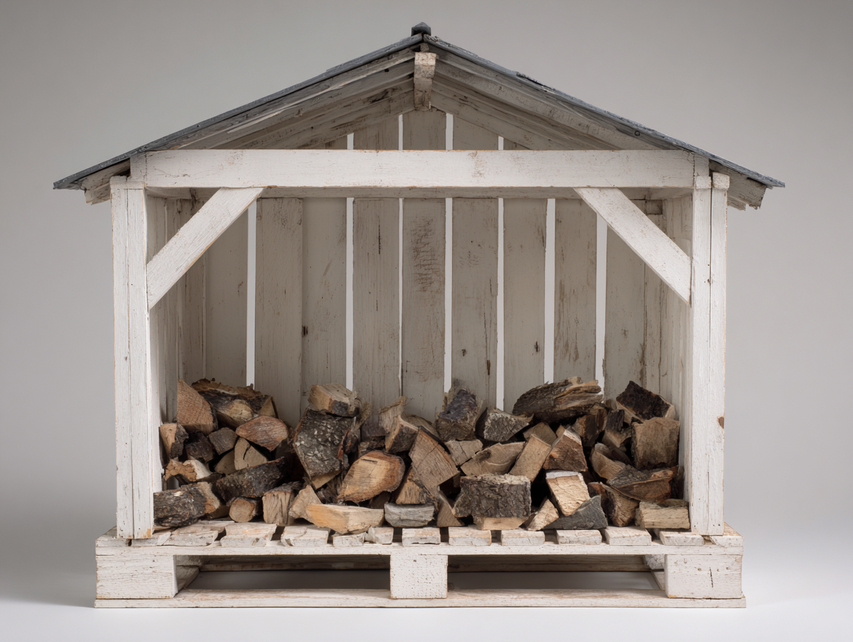 Kaminholzregal-Holz-138x76x158 cm-Weiß-Grau-Skandinavischer Landhausstil-Damorastudio