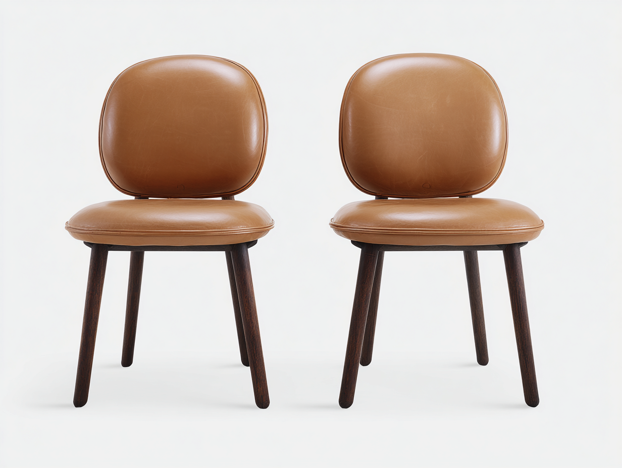 Esszimmerstühle-Kunstleder-Holz-59x57x83 cm-Beige-Dunkelholz-retro Stil-Damorastudio