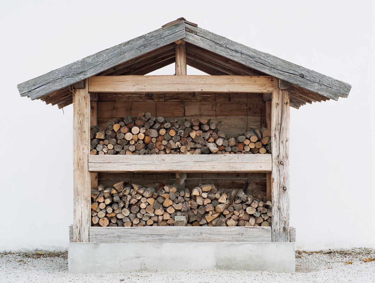 Kaminholzregal-Holz-Beton-230x82x210 cm-Natur-Grau-Rustikaler Stil-Damorastudio