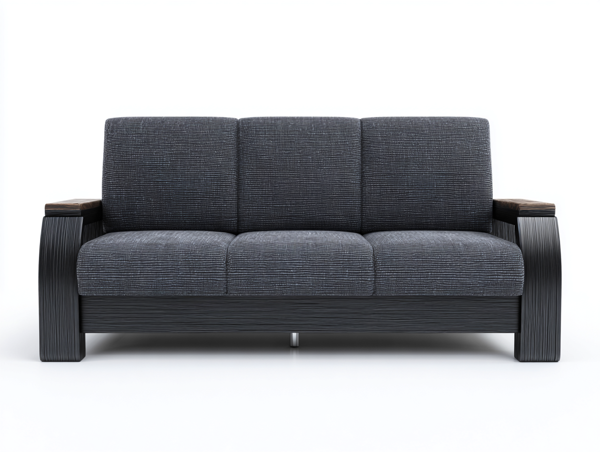 Divani a 3 posti in tessuto 218x88x82 cm per soggiorno - grigio scuro-nero - design moderno-Misaiahaus