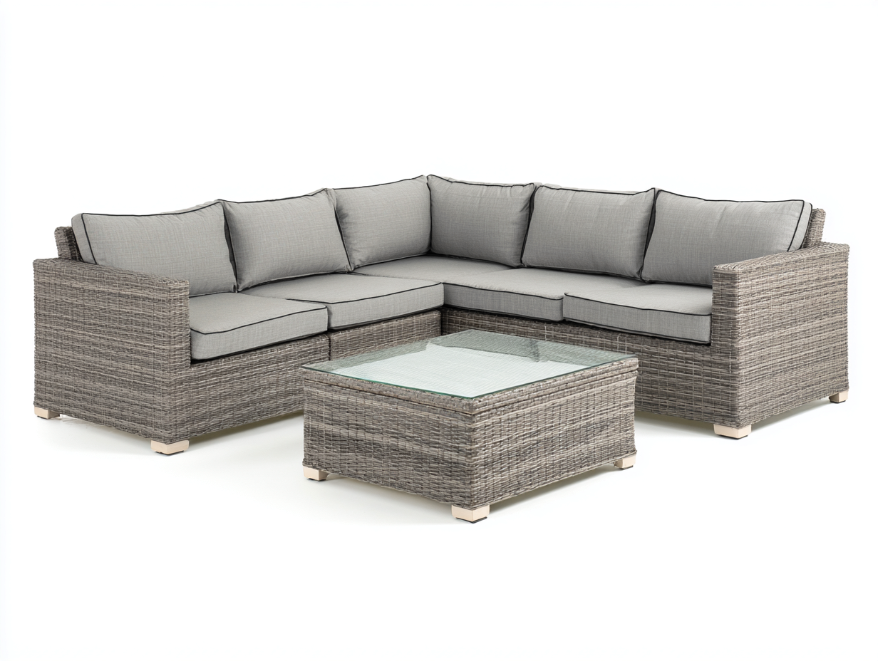Divani da esterno in rattan sintetico 276x276x75 cm - grigio chiaro e grigio - stile moderno per giardino e terrazza-Misaiahaus