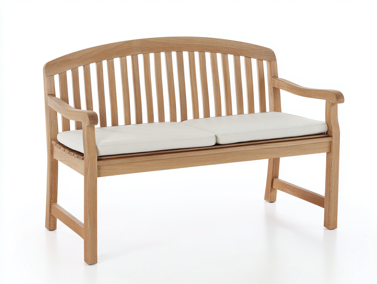 Panche da giardino in legno 155x63x87 cm - naturale e crema - stile classico curvo per giardino e terrazza-Misaiahaus