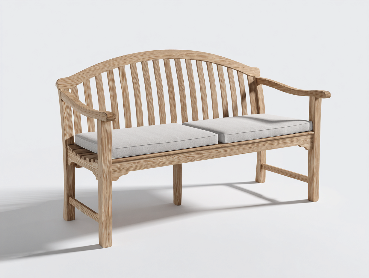 Panche da giardino in legno con seduta imbottita 152x62x87 cm per giardino - legno chiaro-grigio chiaro - design classico-Misaiahaus