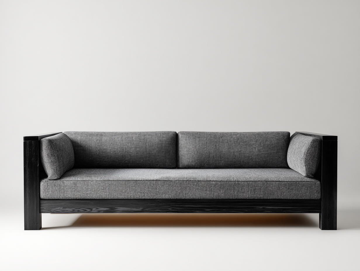 Divani a 3 posti in tessuto 216x86x76 cm per soggiorno - grigio scuro-nero - design moderno minimalista-Misaiahaus