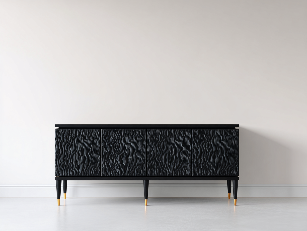 Mobile ingresso in legno 168x42x79 cm per ingresso - nero-oro - design moderno con 4 ante-Misaiahaus