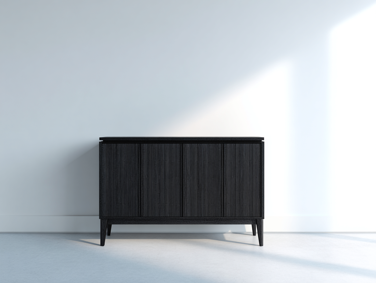 Mobile ingresso in legno 135x40x82 cm per ingresso - nero - design moderno con 4 ante-Misaiahaus