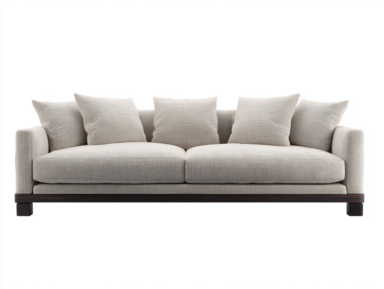 Divani a 3 posti in tessuto 228x91x78 cm - beige e marrone scuro - stile moderno naturale per soggiorno-Misaiahaus