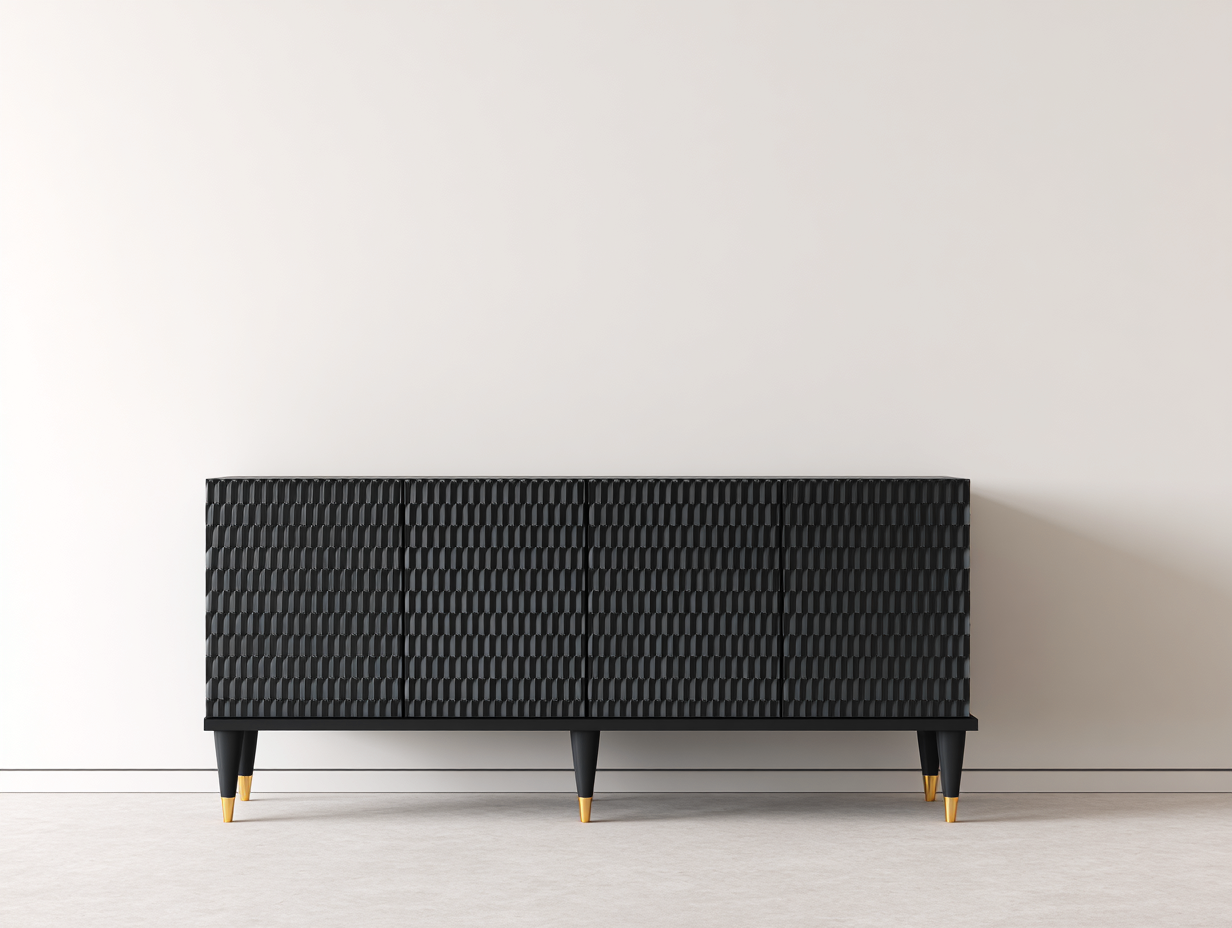 Mobile ingresso in legno 185x43x76 cm - nero e oro - stile moderno geometrico per ingresso-Misaiahaus