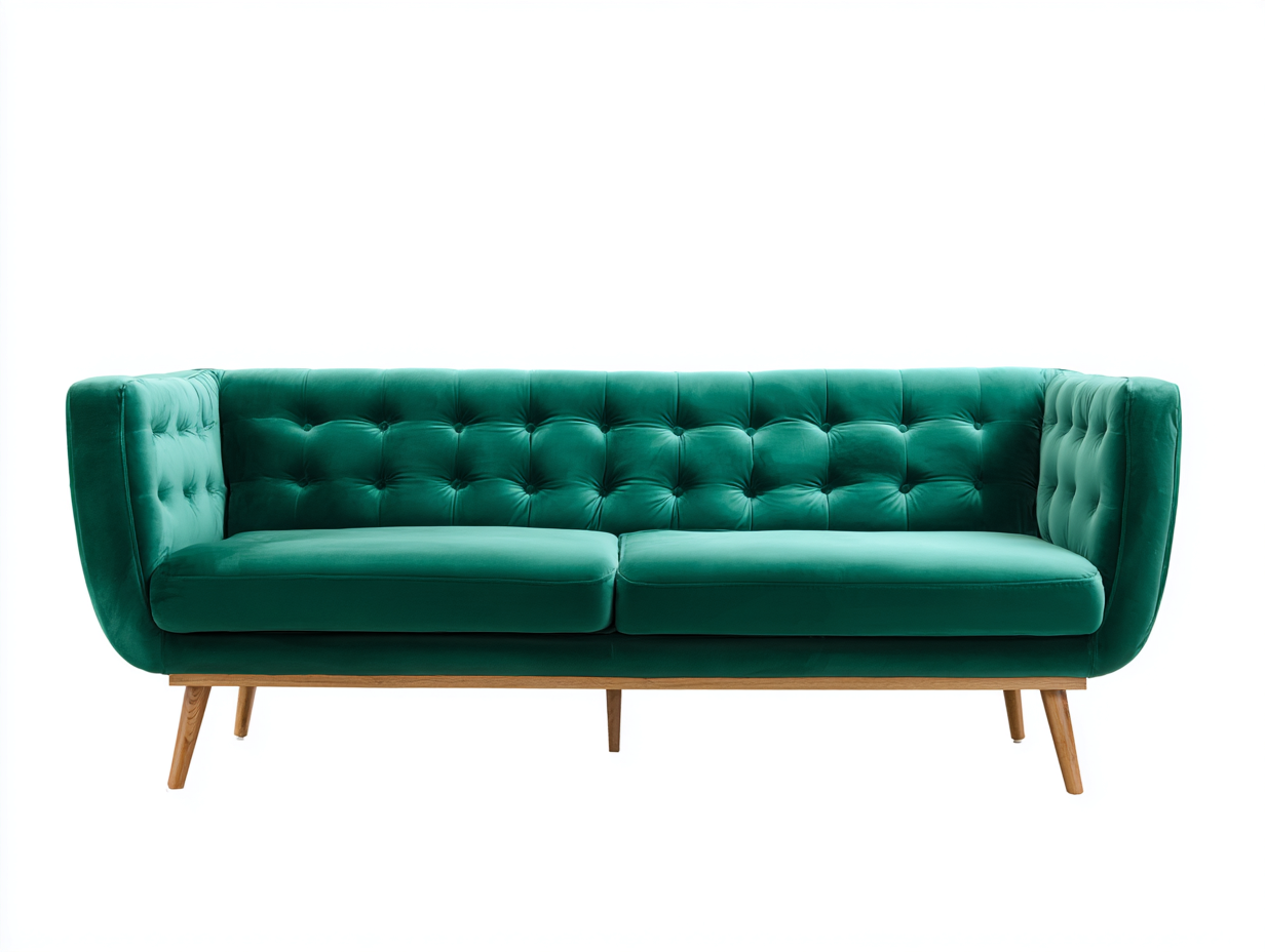 Divani a 3 posti in velluto 232x91x79 cm - verde smeraldo - stile Chesterfield moderno per soggiorno-Misaiahaus