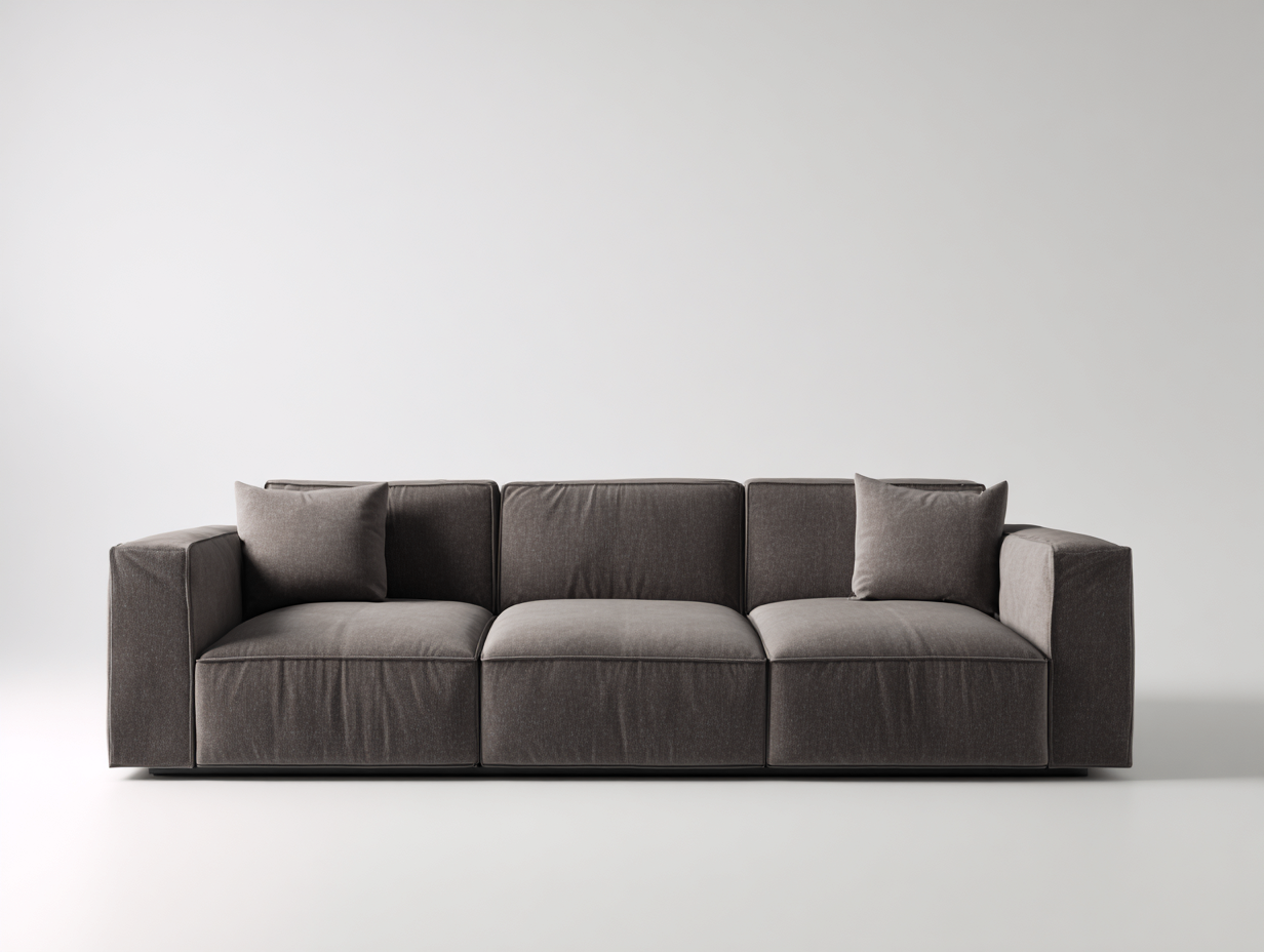 Divani a 3 posti in tessuto 230x94x76 cm - grigio talpa - stile minimalista moderno per soggiorno-Misaiahaus