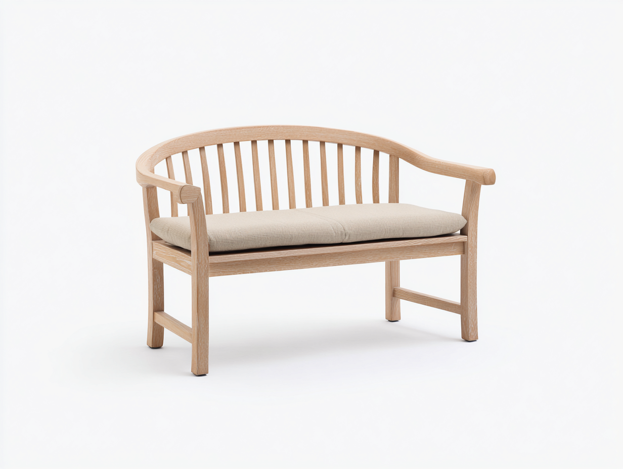 Panche da giardino in legno con seduta imbottita 138x60x84 cm per giardino - legno naturale-beige chiaro - design classico-Misaiahaus