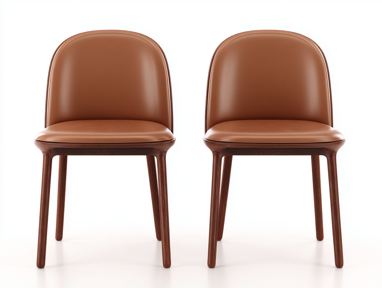 Sedia da pranzo in legno e pelle sintetica 51x49x82 cm marrone-legno scuro per sala da pranzo - design moderno-Rosolvahaven