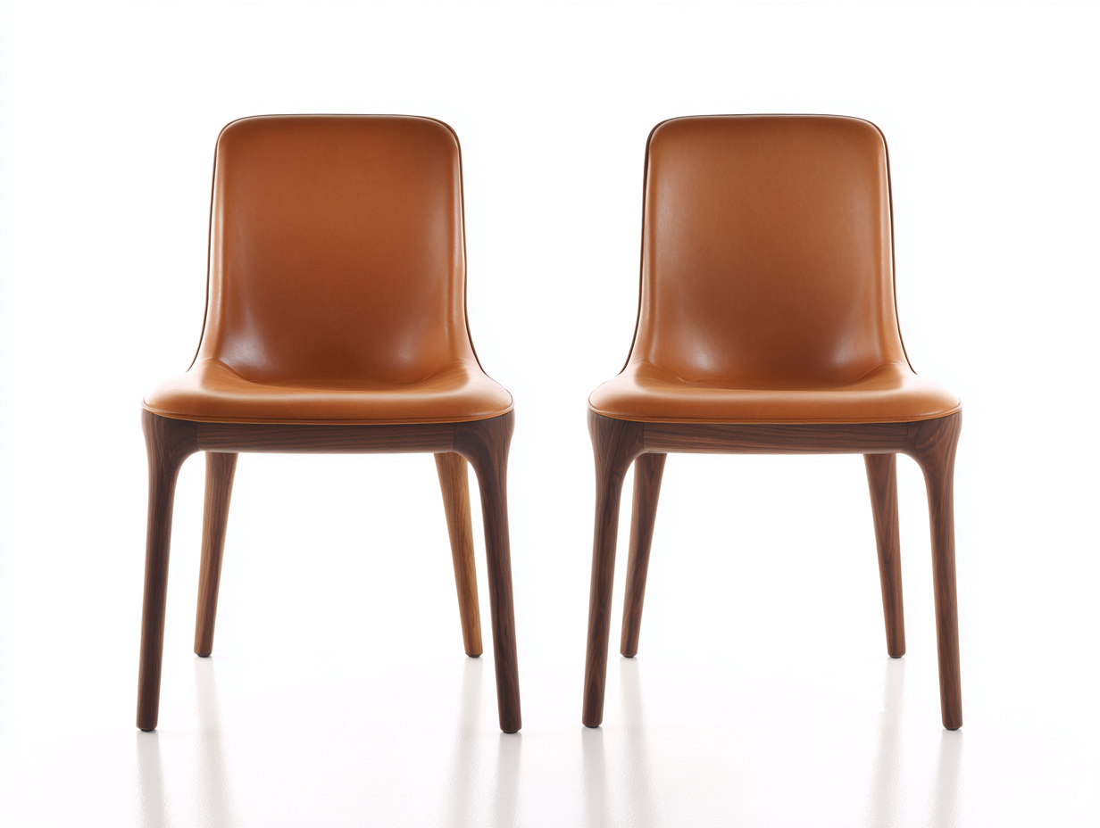 Sedia da pranzo in pelle e legno 51x56x84 cm - marrone cognac e noce scuro - design moderno per sala da pranzo-Rosolvahaven